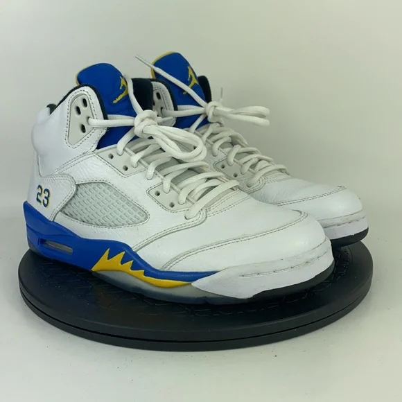 Nike Air Jordan 5 Retro 'Laney' 2013 White/Blue 136027-189 Men's Size 8 - Picture 3 of 12